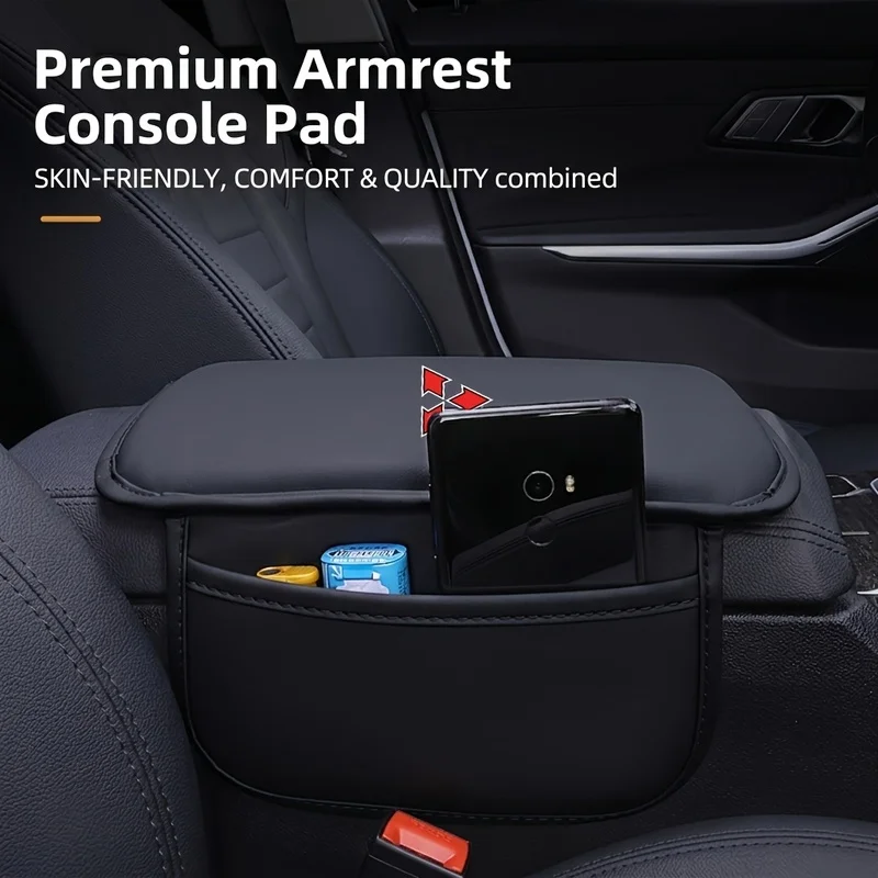 Car leather armrest pads, car center console pads, armrest box heightening pads, suitable for all models of Mitsubishi vehicles
