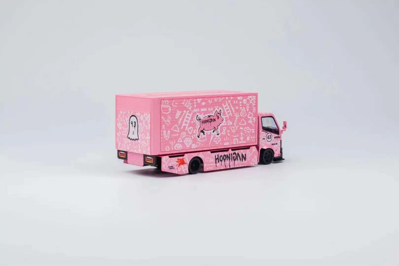 Micro Turbo 1:64 Ken Block 43 Gull wing truck container trailer Pink Diecast Model Car