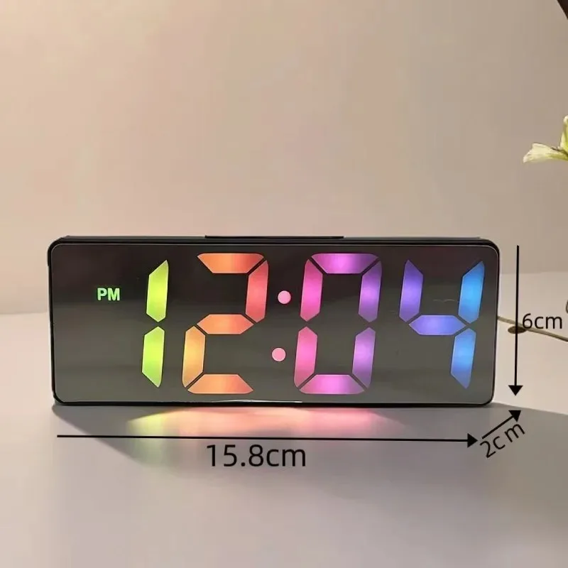 Digital Clock LED Wake Up Light Alarm Clock Bedroom Electronic Desktop Clock With Temperature Display Adjustable Brightness. image 4