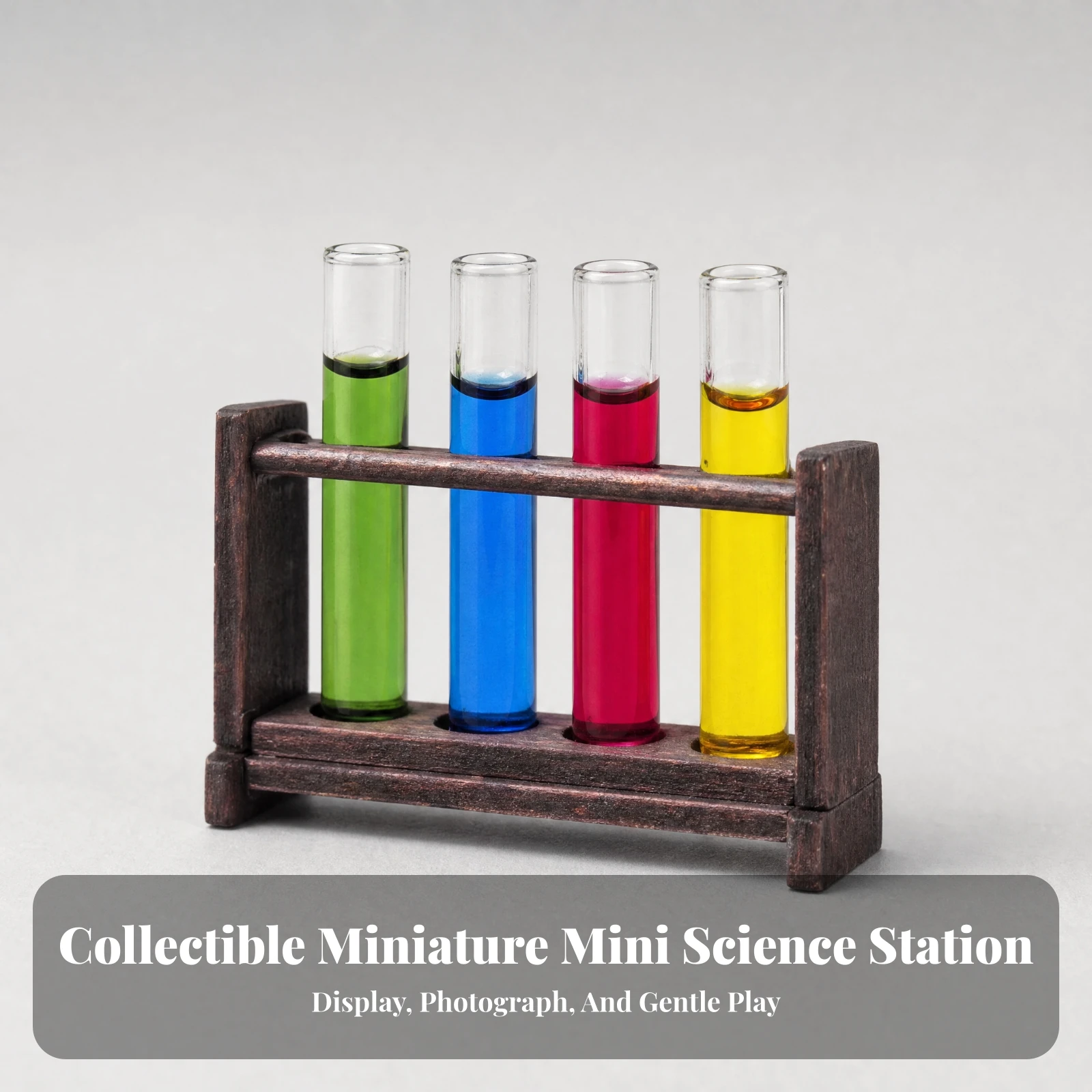 Miniature Test Tube Rack with Glass Tubes Realistic Miniature Test Tube Rack Tiny Experiment Props Versatile for Photographers