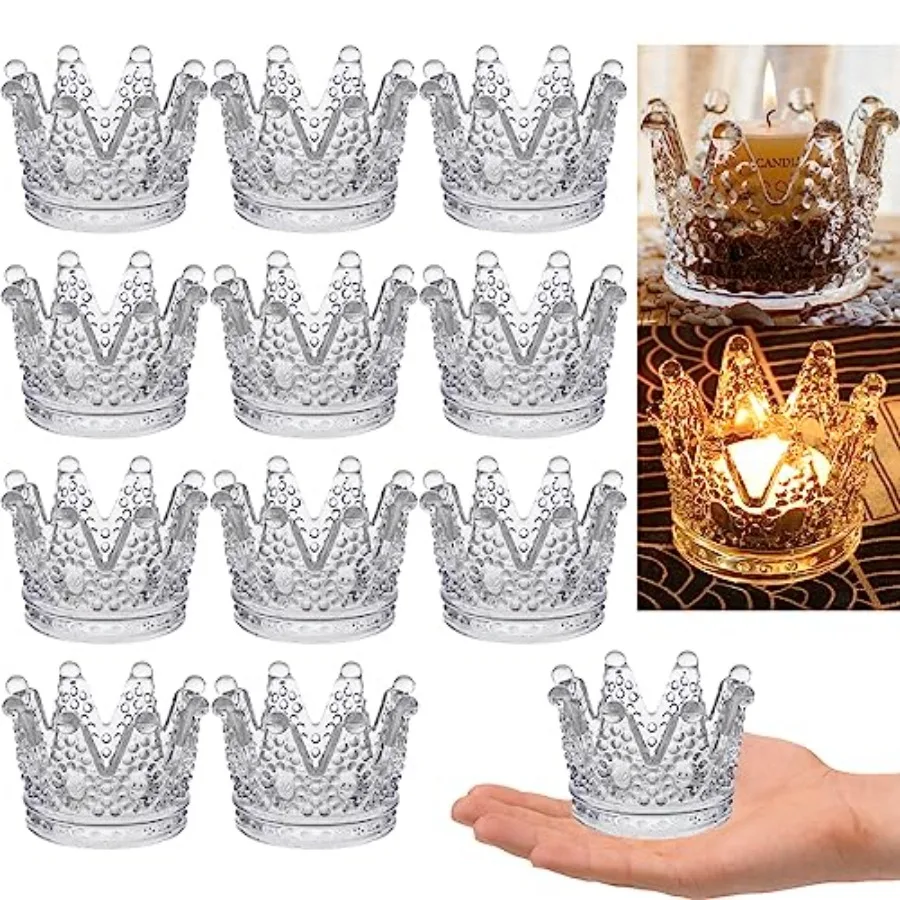 

Pcs Crown Glass Tealight Candle HoldersVotive Candle Holders Bulk Candlestick for Wedding Party Dinner Home Table Decorative