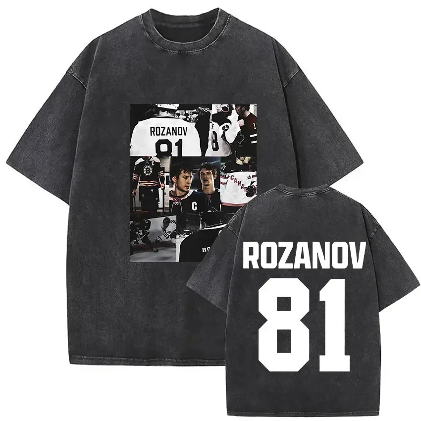 Customization Vintage Heated Rivalry Ilya Rozanov 81 Graphic T Shirt Man's Washed Fashion Oversized Cotton T-shirts Fans Gift Cl