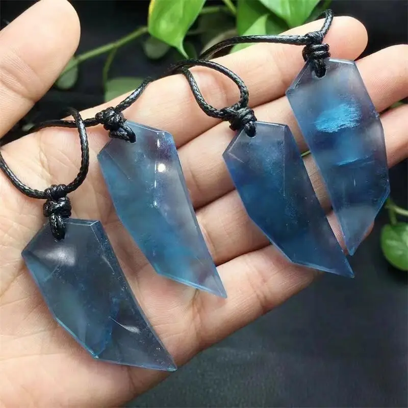 Natural Aquamarine Facet Knife Pendant Healing Fengshui Reiki High Quality Crystal Accessories Holiday Gift 1PCS