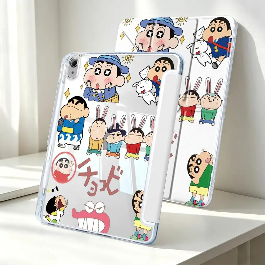 Fashion Crayon Shin-chan Tablet Case For Samsung Galaxy Tab A11 A9 Plus A8 S8 S7 FE S9 Plus S10 Lite With Pen Slot Cover