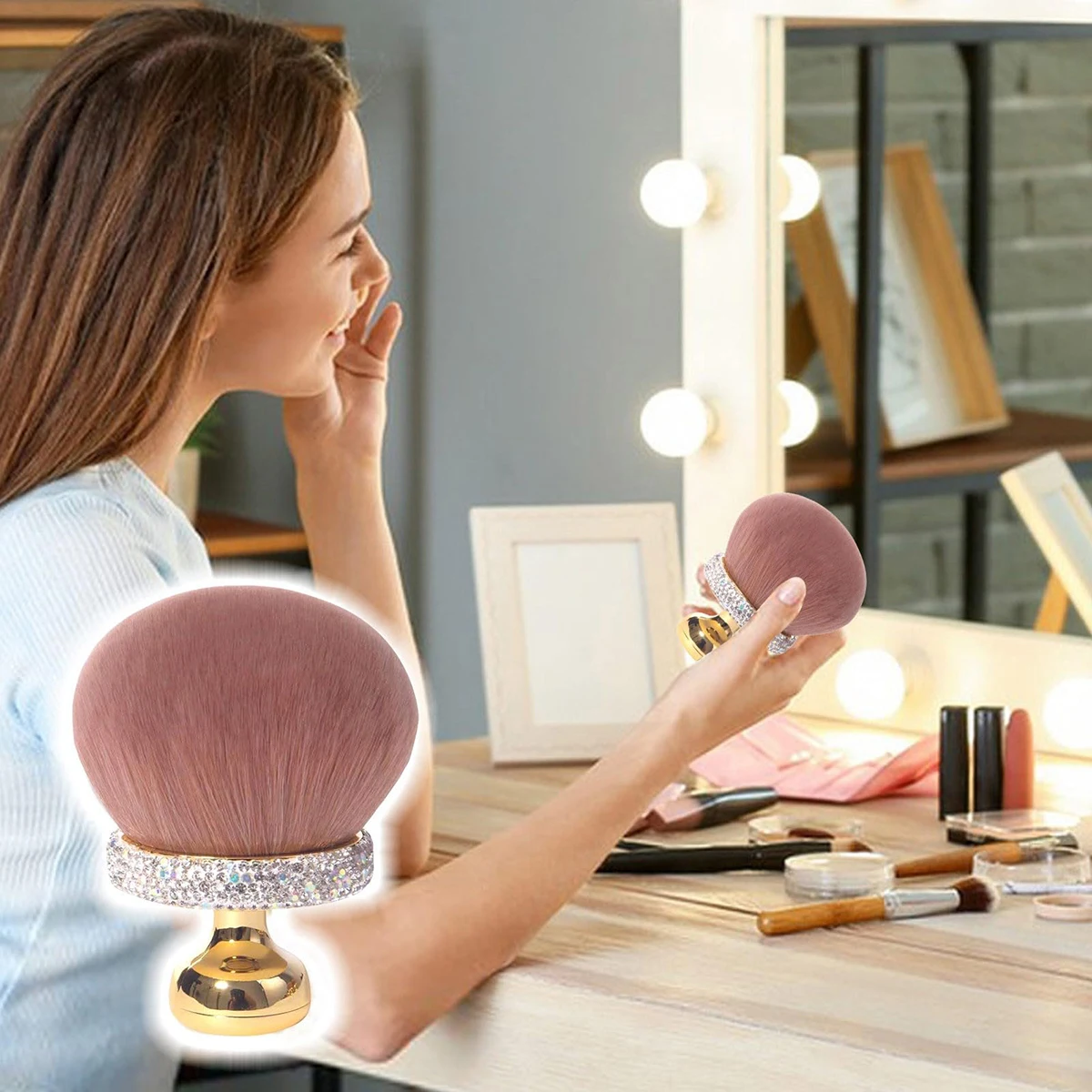 Pinceau de maquillage Super doux, tête de champignon, Extra moelleux, pour poudre pour le visage, polyvalent, fard à joues, outils de beauté, 1 pièces