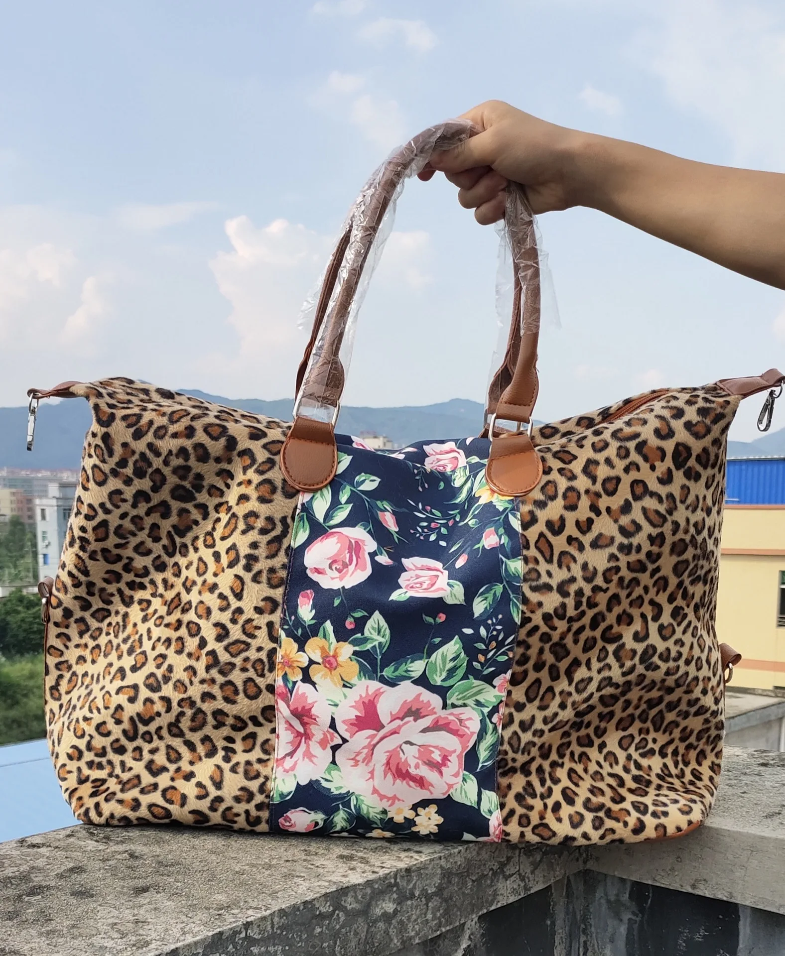 Striped leopard print flower weekend travel bag camouflage tote bag crossbody bag сумка дорожная мужская женская