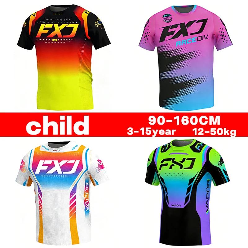 

FXJ Motocross jersey Kid Off road mx T-shirt Dirt Bike Youth racing Enduro MTB Motorcycle Customized name number logo