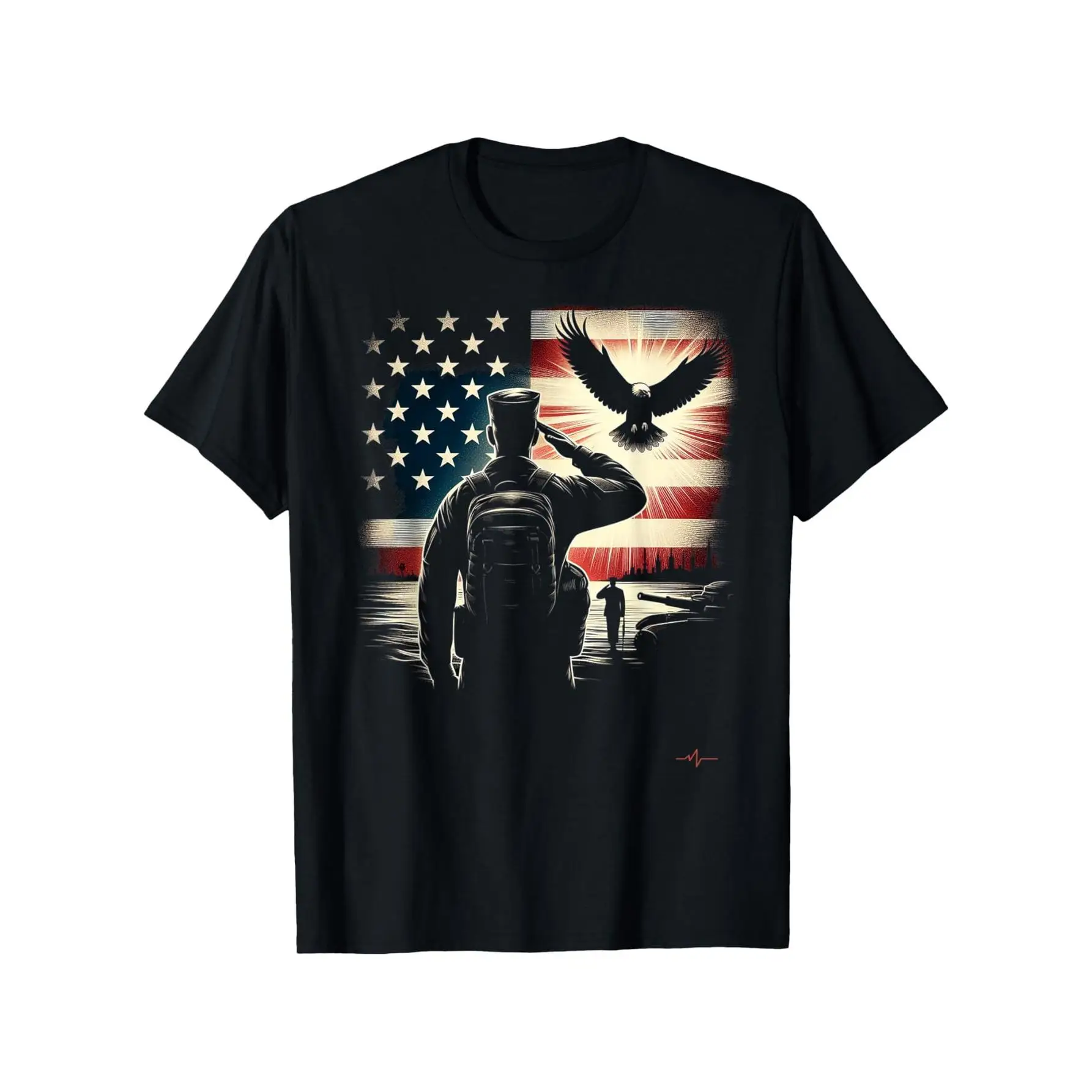 

American Flag T-shirt for Men US Soldier Graphic Tee Military Veteran Gift Top Patriotic Wear