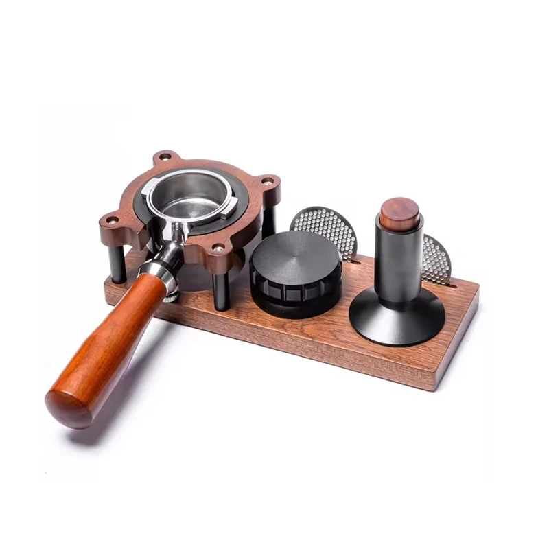 BANLEE 51/53/54/58mm Wood Coffee Tamper Mat Station Stand Portafilter Holder Filter Screen Holder Espresso Tamping Storage Rack