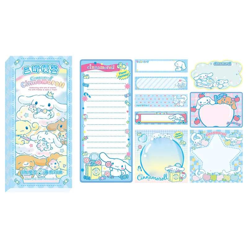 180Pcs/set Sanrio Cartoon Sticky Notes Kuromi Cinnamoroll My Melody Student Stationary Stickers Pasteable Note Children Gift