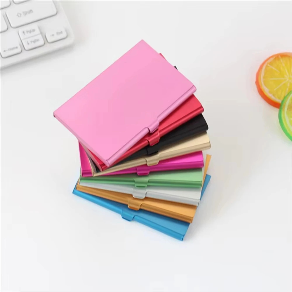 1PCS Business Aluminum Alloy Business Card Box Portable and Portable Credit Card Box Colorful Metal Small Business Card Holder