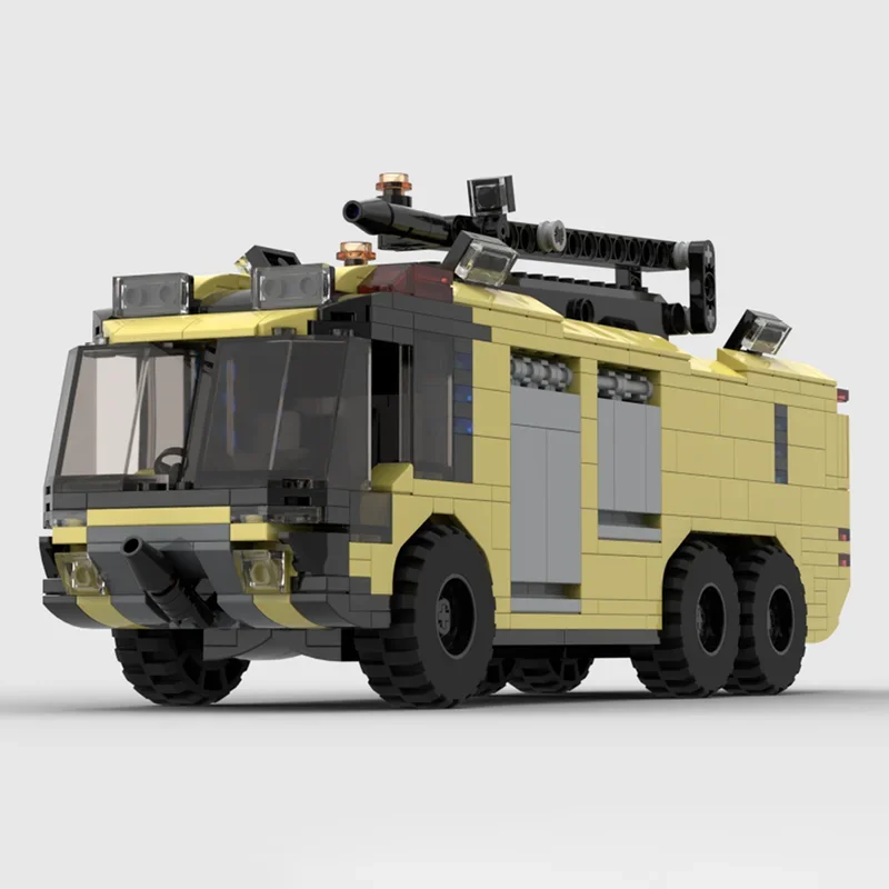 Fire Fighting Model Moc Building Blocks Modular 6x6 Airport Fire Truck Model Technology Brick Assembly Construction Toy Gifts