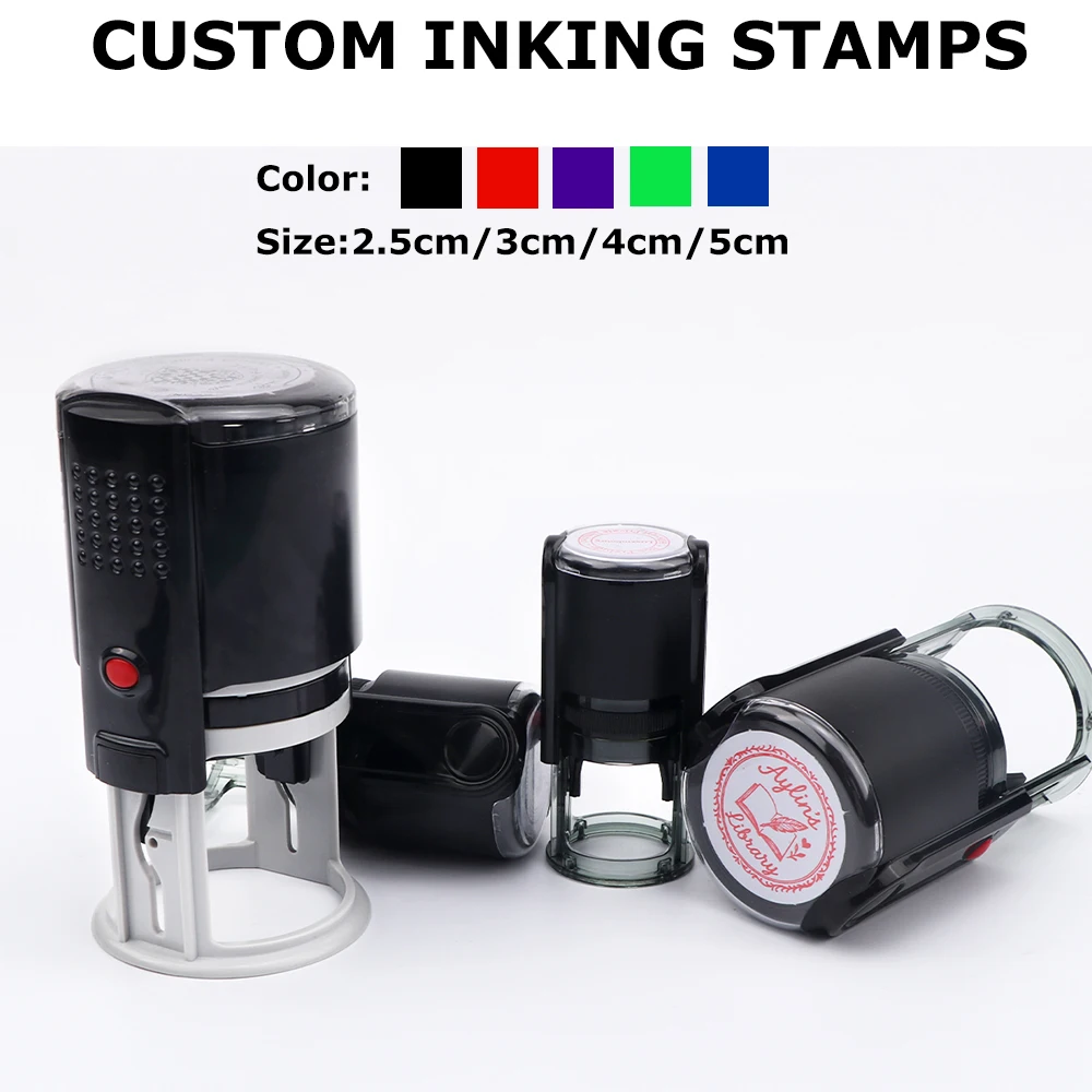 

Personalized Text Self-Inking Stamp Custom Address Stamp for DIY Office Business Card Seal 25/30/40/50mm Round Design Handicraft
