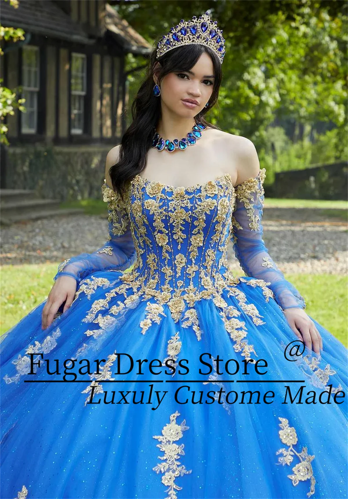 Enchanting Morilee Quinceanera Dress Sparkling Elegant 3D Embroidery Strapless low round neck crystal bead decoration Ball Gown