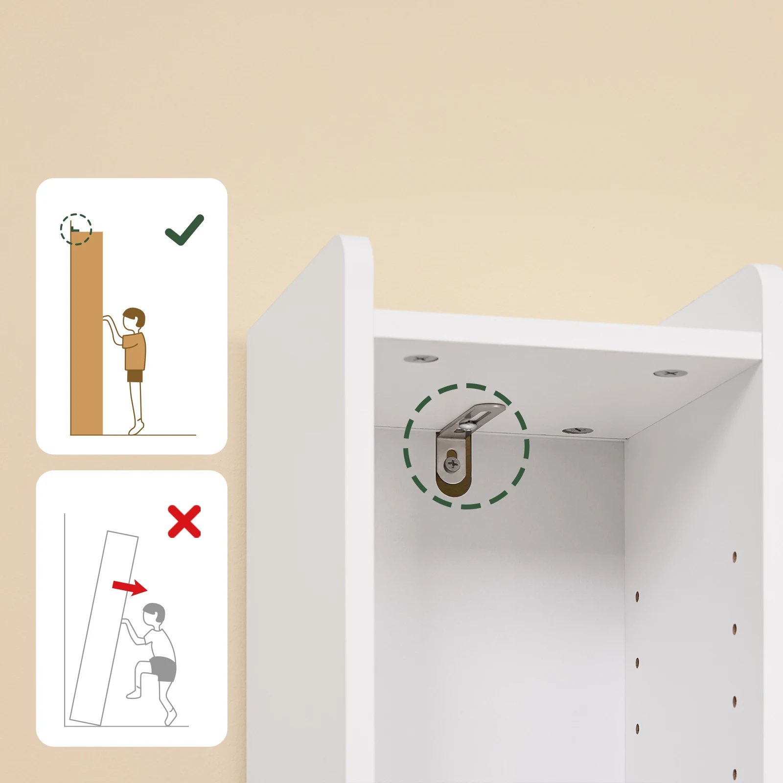 SoBuy BZR34-K-W Badezimmerschrank Schmal Hochschrank Badregal Schrank mit Tür und Schublade Nischenregal für Badezimmer – Detail 2