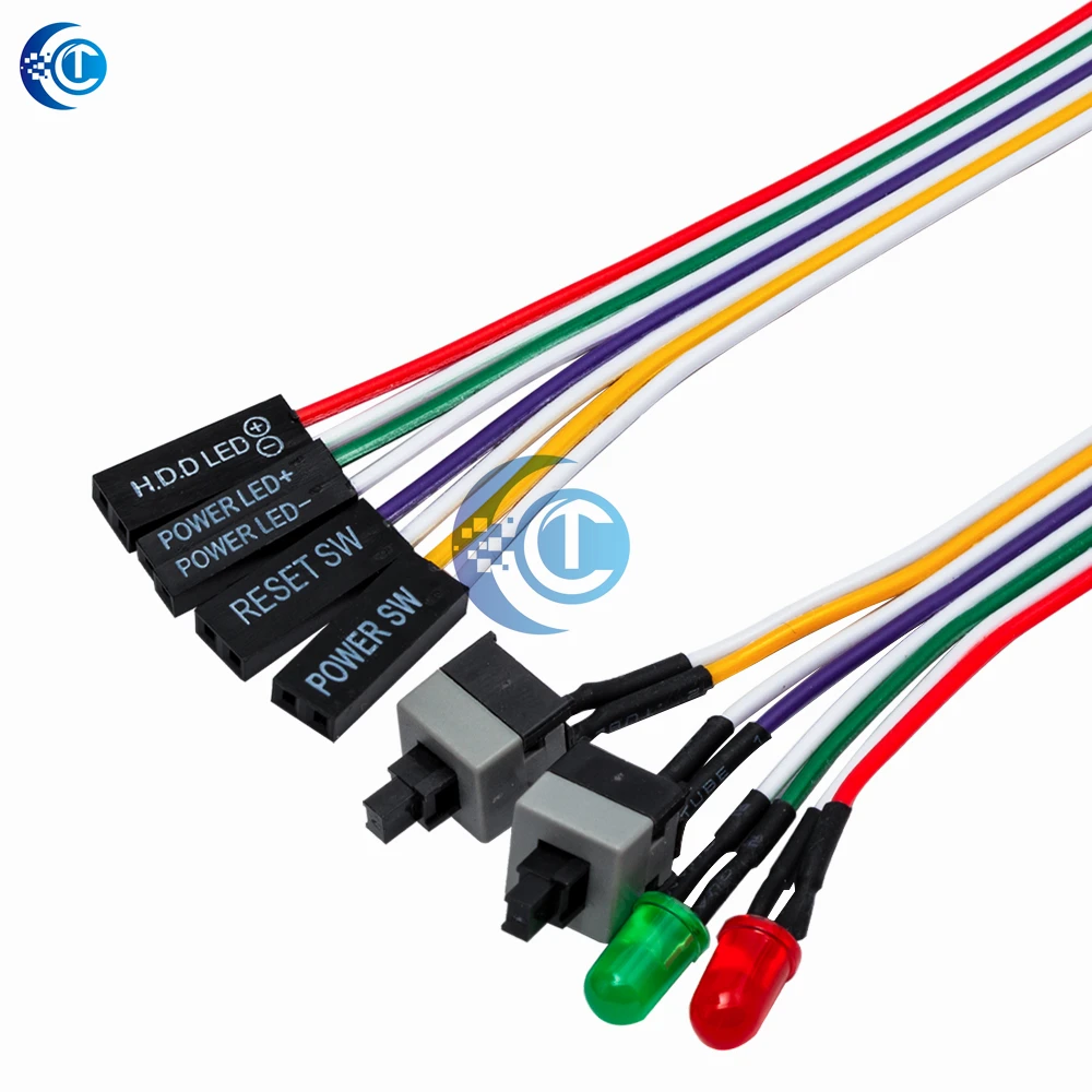 65cm PC Motherboard ATX Power On Off Reset Switch Cable With LED Light Desktop Computer External Power Reset Switch
