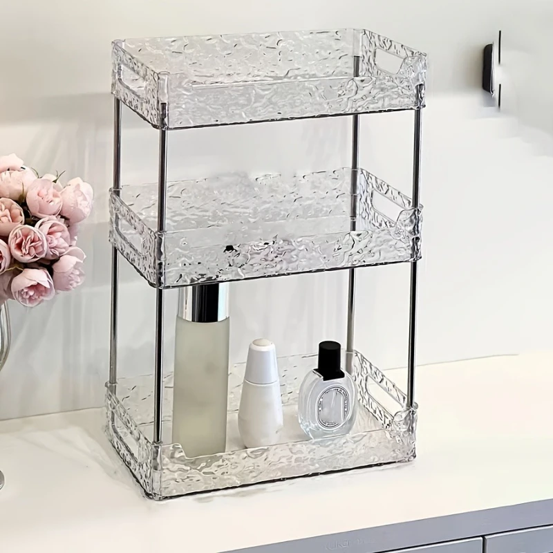 

1 шт. 3-уровневый прозрачный акриловый органайзер для хранения в ванной комнате, многослойная полка для хранения косметики, столешница, стеллаж для хранения, полки для дисплея
