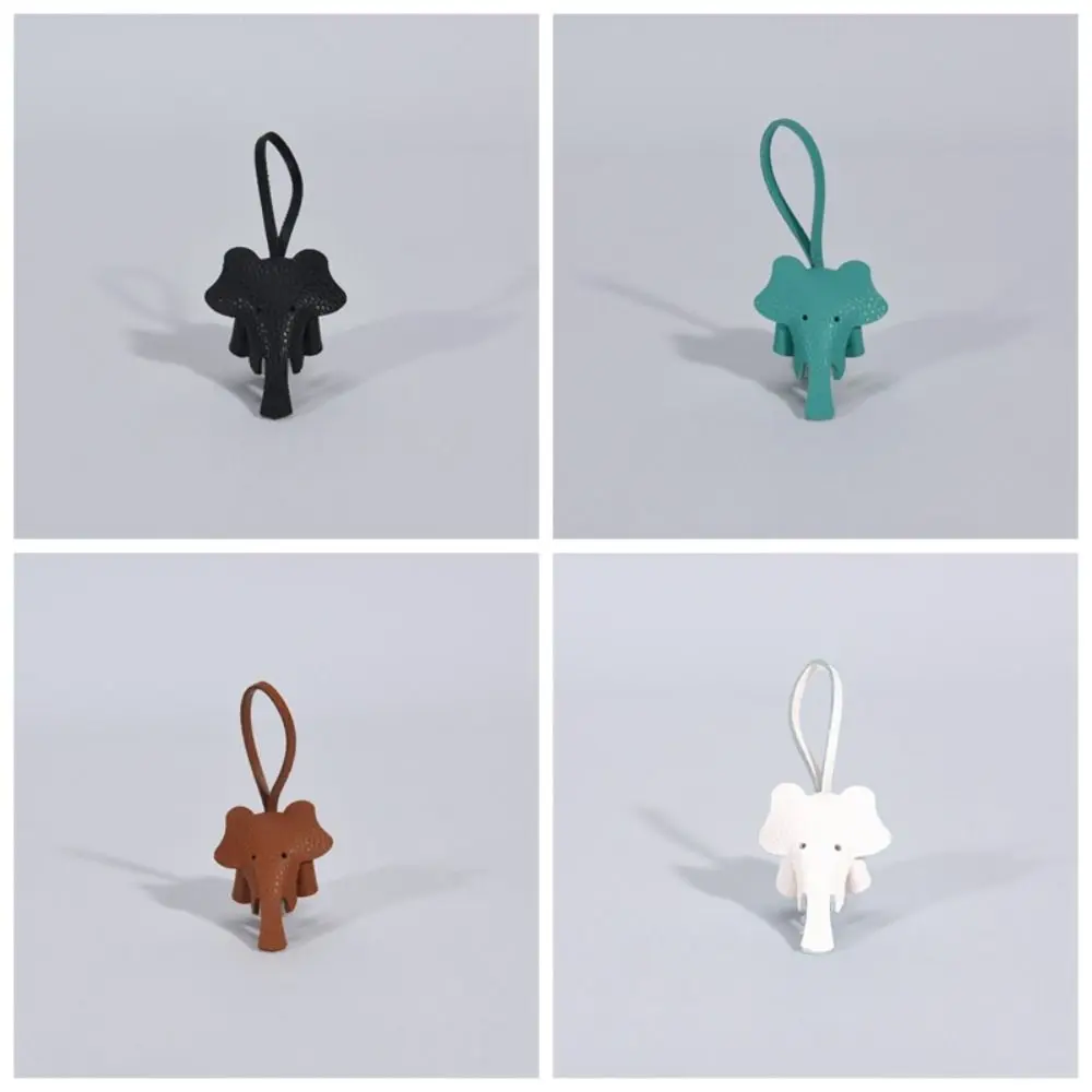 Soft Elephant Keychain Pendant Cute Creative Animal Key Ring Leather Hand Sewn Car Key Chain Accessories Luggage