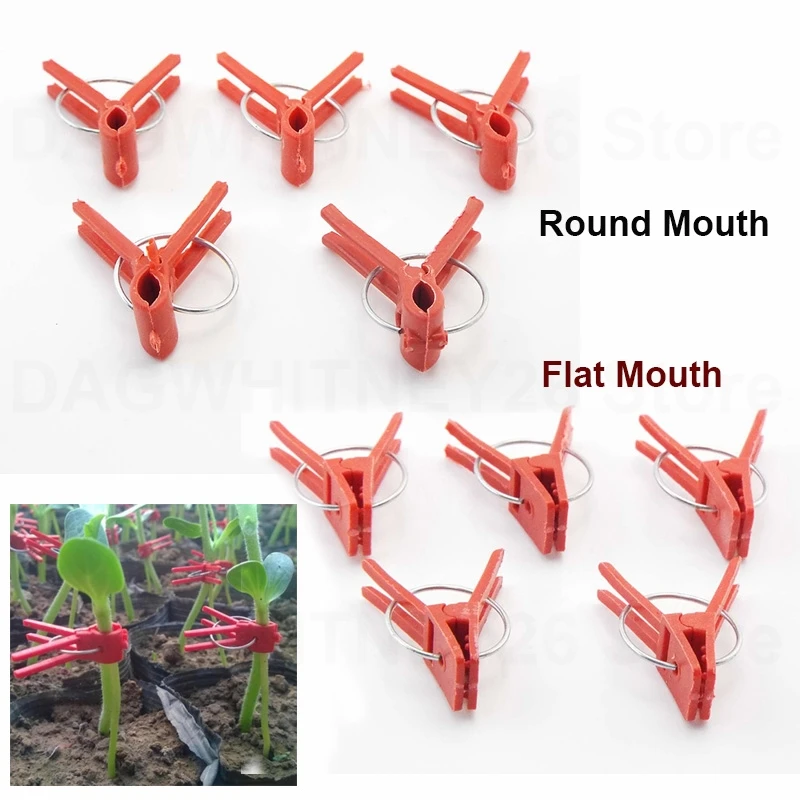 Plant Grafting Clip Plastic Gardening Tool For Cucumber Eggplant Watermelon, Round Mouth Flat Mouth Anti-fall Clamp U26