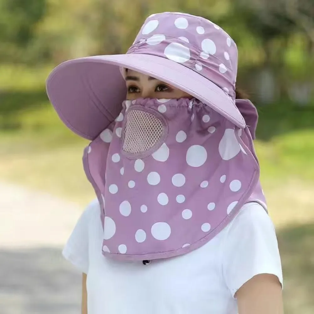 Wide Brim Tea Picking Cap Hot Sale Anti-uv Sunscreen and Shading Shawl Mask Shawl Protect Neck Women's Ponytail Hat Unisex