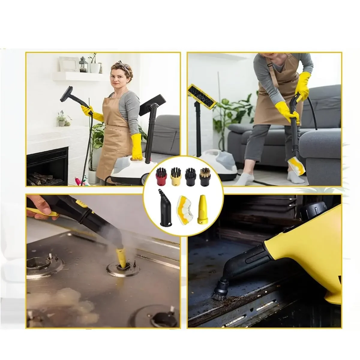 

Steam Cleaner Accessory Set for SC1-SC5 Universal Steam Jet Accessories Floor Nozzle, Window Squeegee, Brushes