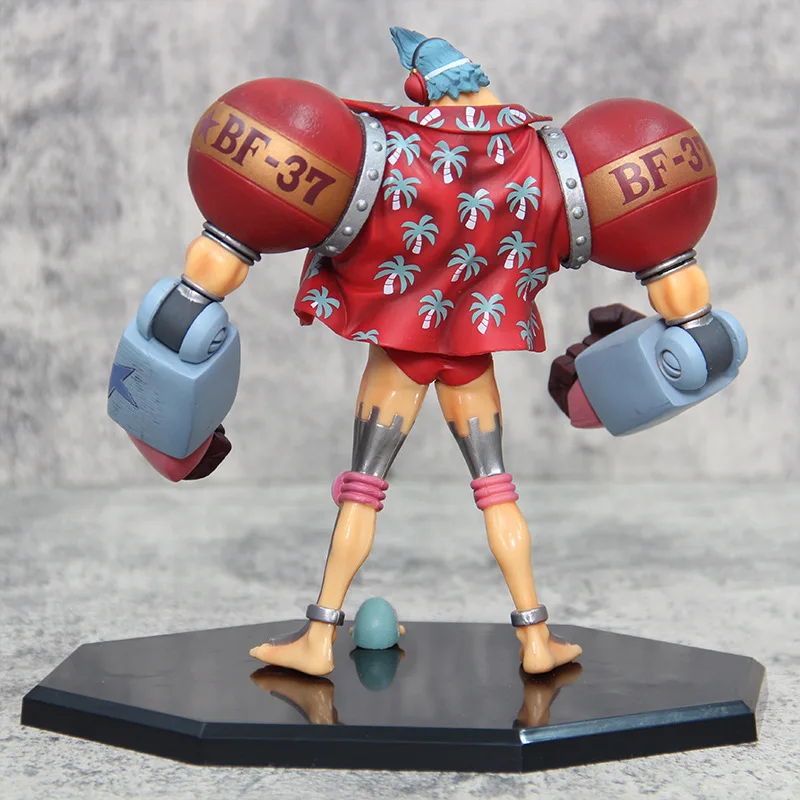 18CM un pezzo modello Franky figura cappello di paglia Cyborg pirati Franky scultura a doppia testa ornamento Anime decorazione Desktop