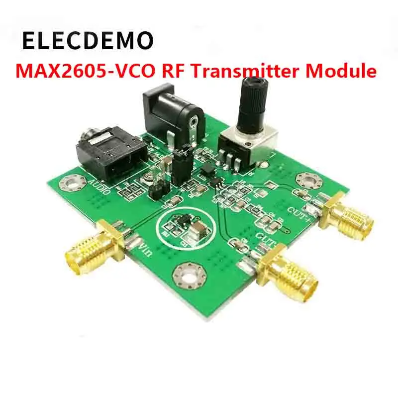 VCO Voltage Controlled Oscillator Module, RF Transmitter FM Modulator, Low Phase Noise High Linearity Wideband DIY PCB MAX2605
