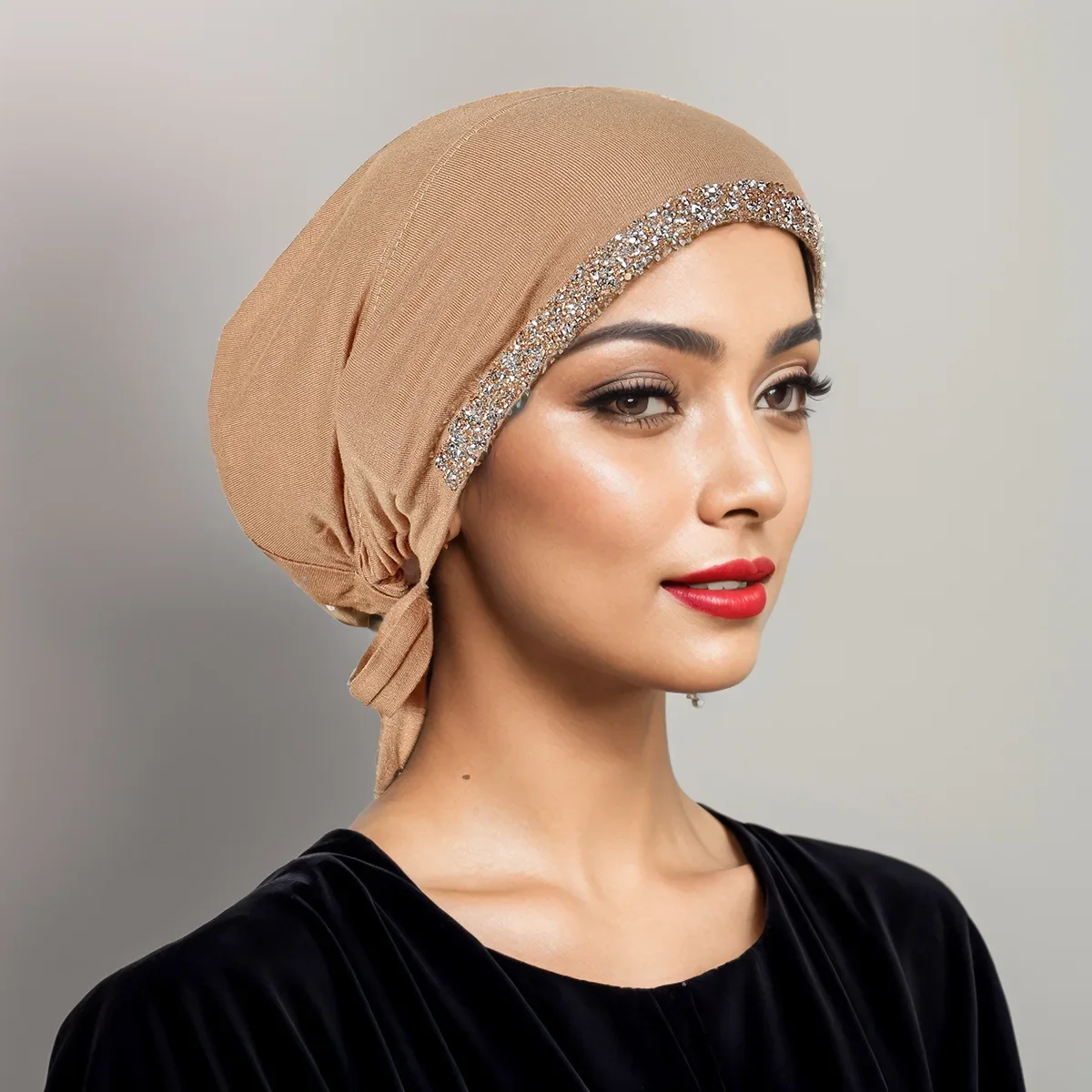 2025 مشروط underscarf حجر الراين المرأة المسلمة قبعة عمامة الحجاب الداخلي قبعات الإسلام بونيه الإناث حك الحجاب Turbante Mujer
