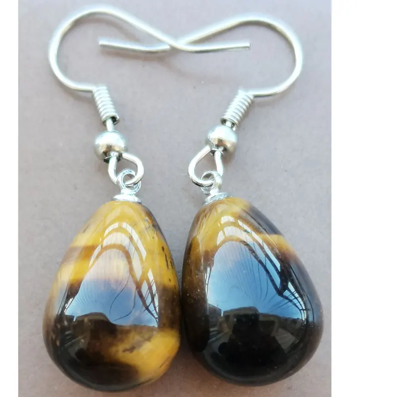 Labradorite Crystal Tiger Eye Aventurine Crystal Jaspe Water Drop beads Earring 1Pair WFH1031