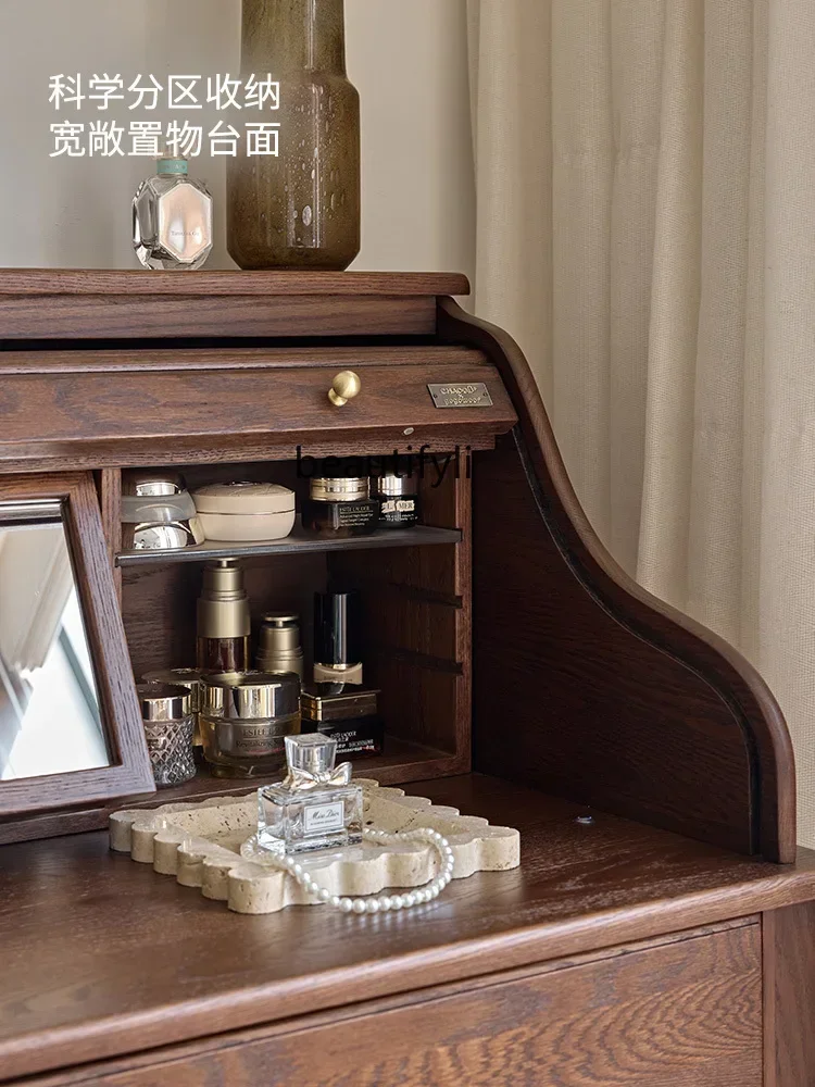 

A15 French retro solid wood dressing table, dressing cabinet, integrated bedroom dressing cabinet, bedside storage