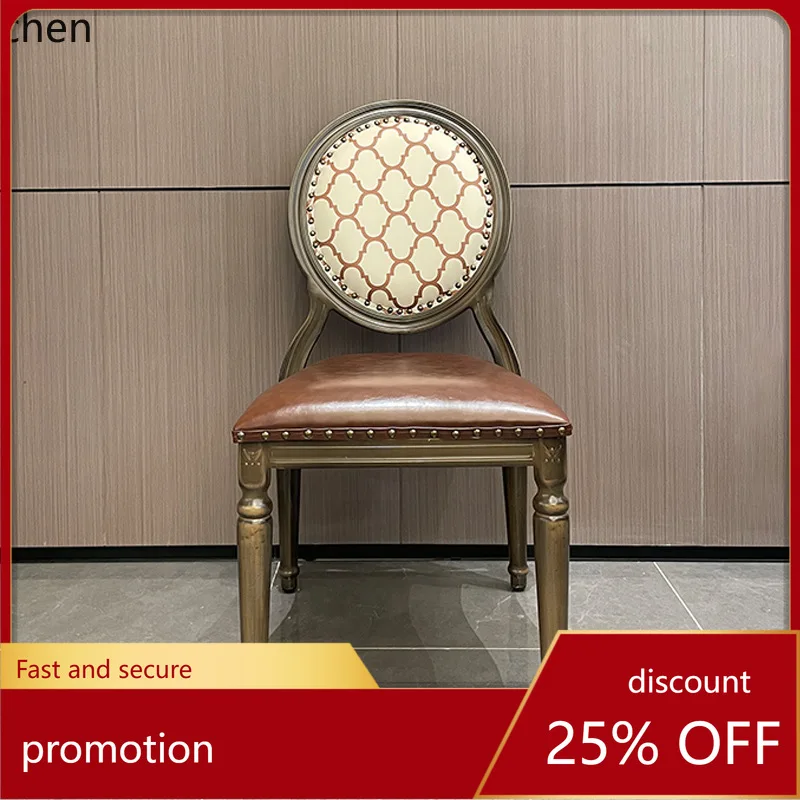 

HXL Aluminum Alloy Round Back Chair Simple Home Backrest Chair Restaurant Stool