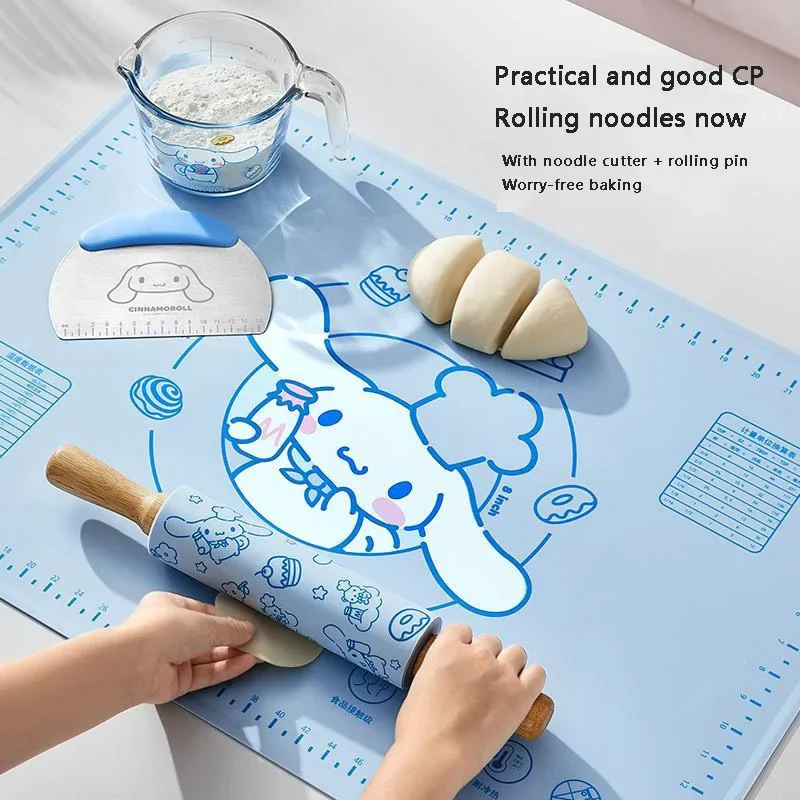 Sanrio Hello Kitty My Melody Silica Gel Kneading Mat Food Grade Thicken Household and Face To Bake Non-Slip Rolling Pin Cutter