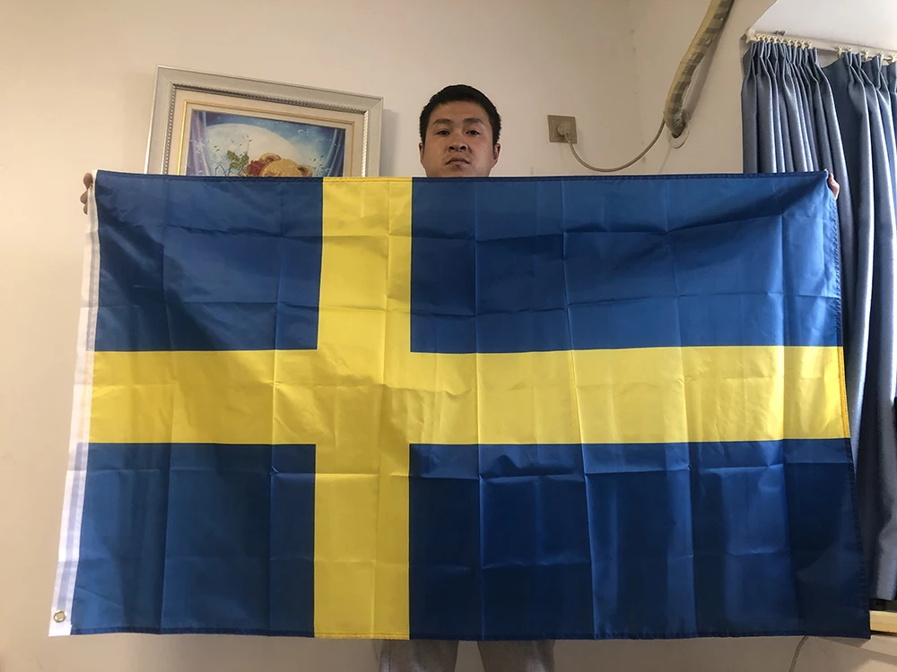 SKY FLAG free shipping Swedish Flag 3ft x 5ft Hanging  SWE SE The Kingdom of Sweden Flag Polyester standard hanging Flag Banner