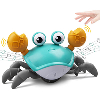 Crawling Crab Baby Toys with Music LED Light Up Musical Toys for Toddler Automatically Avoid Obstacles Interactive Toys for Kids