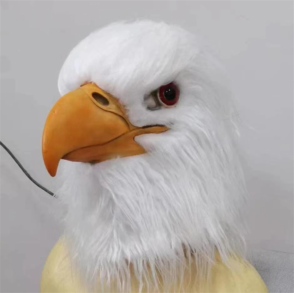 Plush Eagle Mask Funny Realistic Animal Hawk Head Cover Halloween Cosplay Party Adult Costume Props Novelty Bird Head Latex Mask