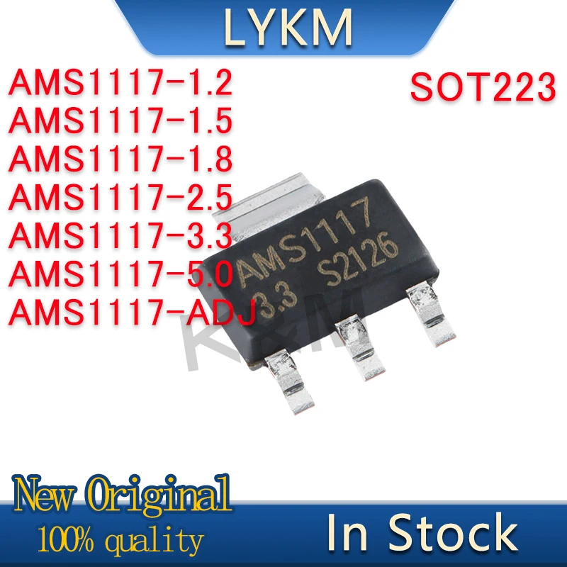 20-50/PCS New AMS1117 3V3 AMS1117-1.2 AMS1117-1.5 AMS1117-1.8 AMS1117-2.5 AMS1117-3.3 AMS1117-5.0 AMS1117-ADJ SOT223 In Stock