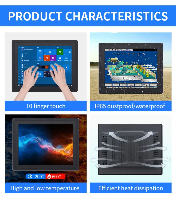 IP65 Waterproof Industrial Touch Screen PC ARM RK3568 Android13/Linux/Debain 12 15 17 19 21.5 23.6 Inch Industrial Panel PC