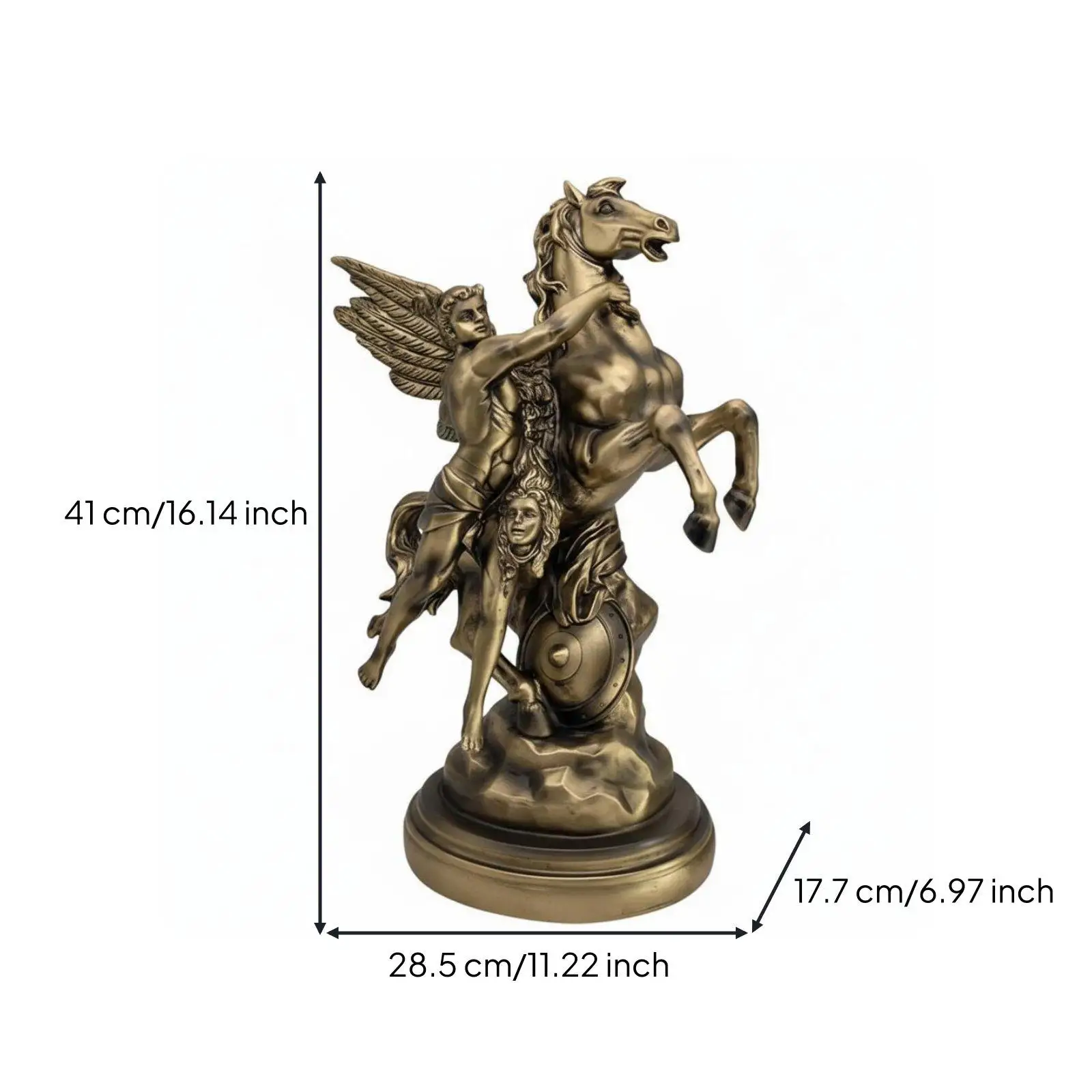 Decorative Resin Horse Angel Figurine Majestic Winged Sculpture Vintage European Myth Design Luxury Bronze Patina Tabletop