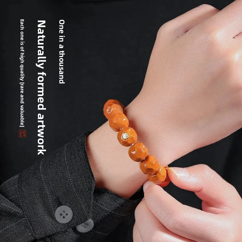 Natural Old Seed Large Monkey Head Bodhi Walnut Beads Wuxiang Mens Buddhist Prayer Rosary Bracelet Collectible Meditation Beads