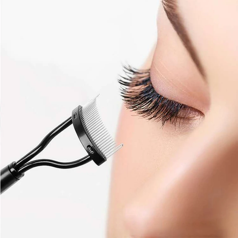 Eyelash Comb Metal Teeth Straight Eyelash Curler Beauty Makeup Stainless Eyelash Brush Comb Mascara Curl Makeup Tool
