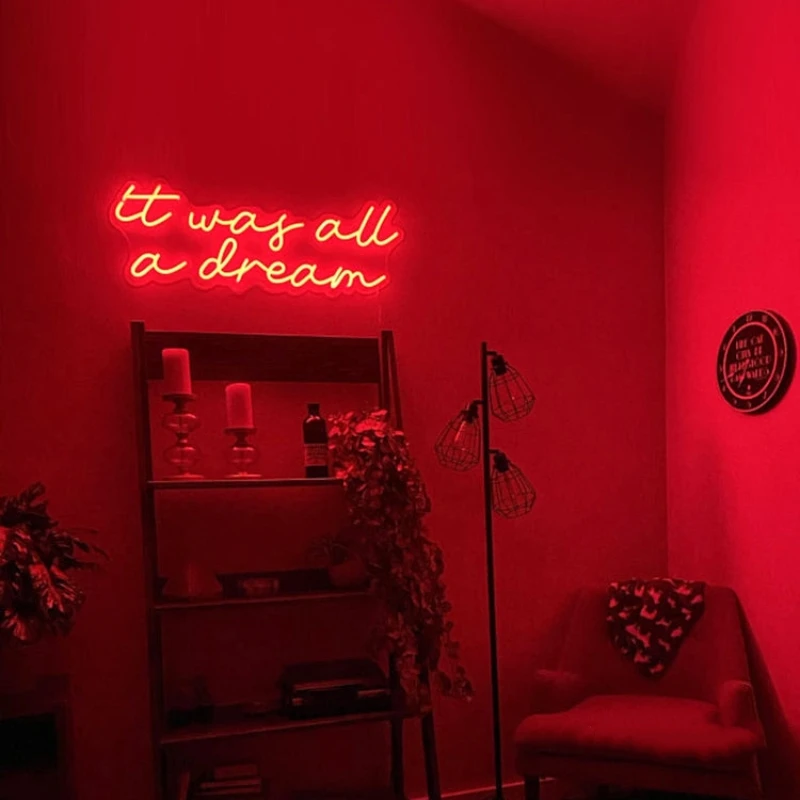 It Was All A replNeon LED Sign, Home Bedroom, Living Room, Wall Decoration, escales Light, Birthday Gift, Party Bar Space Design