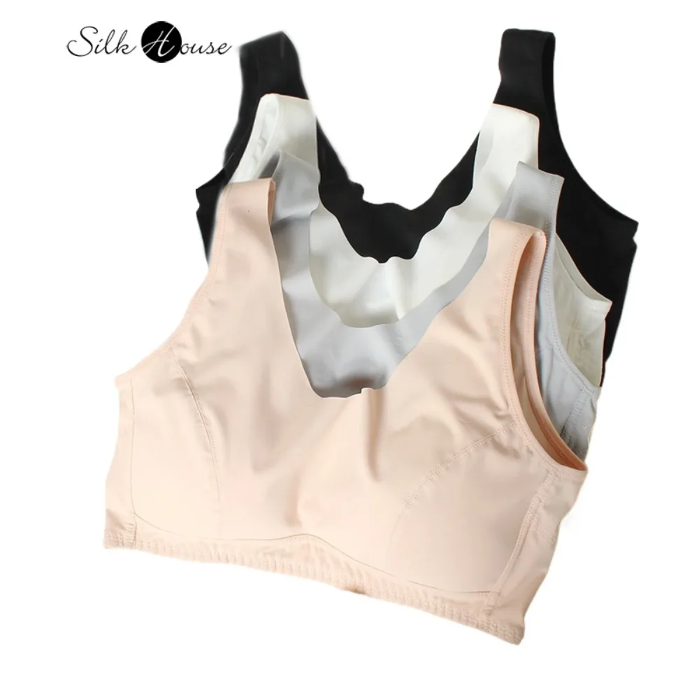 

Женский однотонный натуральный шелковый шелк без стального кольца, бюстгальтер, спортивный жилет без следов, стильный пуловер, нижнее белье