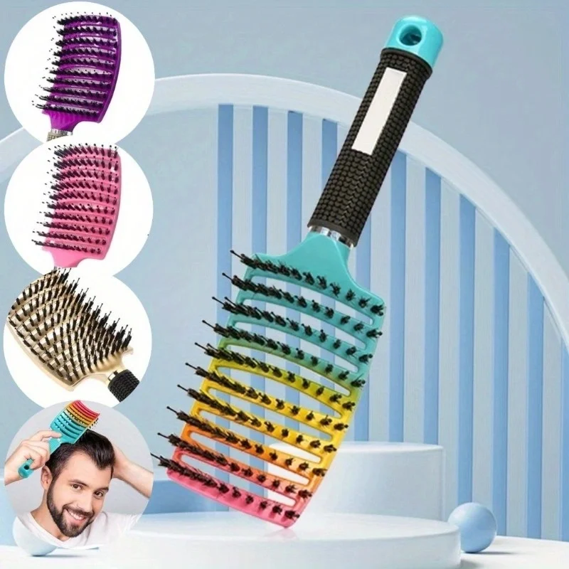 

Large Curved Detangling Hair Brushes with Scalp Massage - Hollow Out Design for All Hair Types, Bristle & ABS Plastic