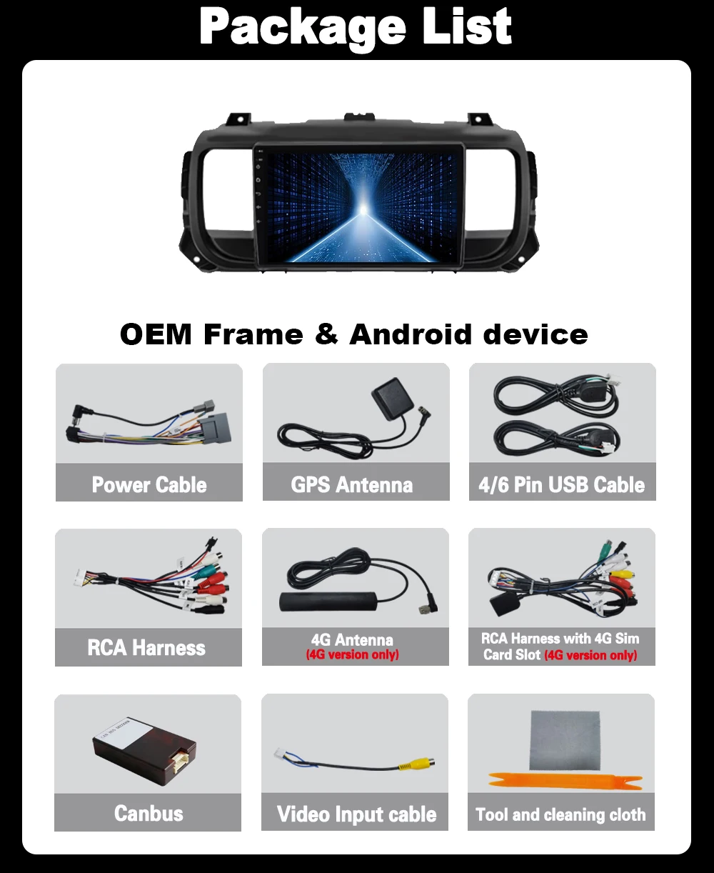 Android 14 para Citroen Jumpy 3 2016 - 2021 para Peugeot Expert 3 2016 - 2021 Radio de coche reproductor Multimedia navegación GPS pantalla HD