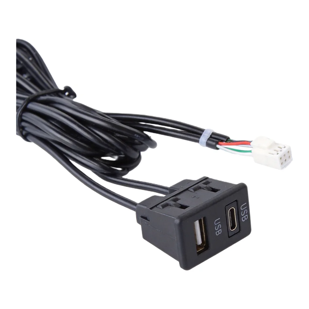 Car Navigation Interface Panel 6 Pin to USB+TYPE-C Audio Input Compatible with Aftermarket Navigation Systems and 5V Power