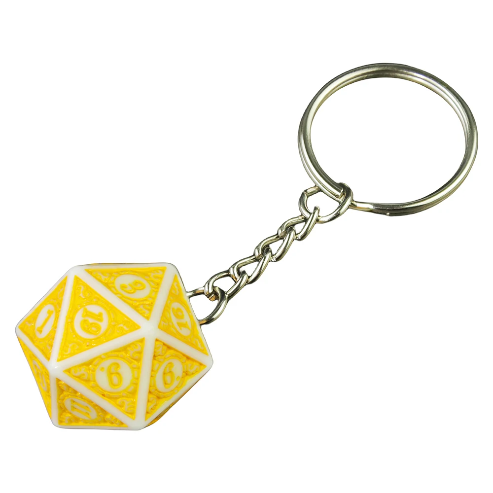 Polyhedral Keychain Funny Acrylic D20 Dice Key Ring  for Women Men Handbag Pendants DIY Accessories Gift