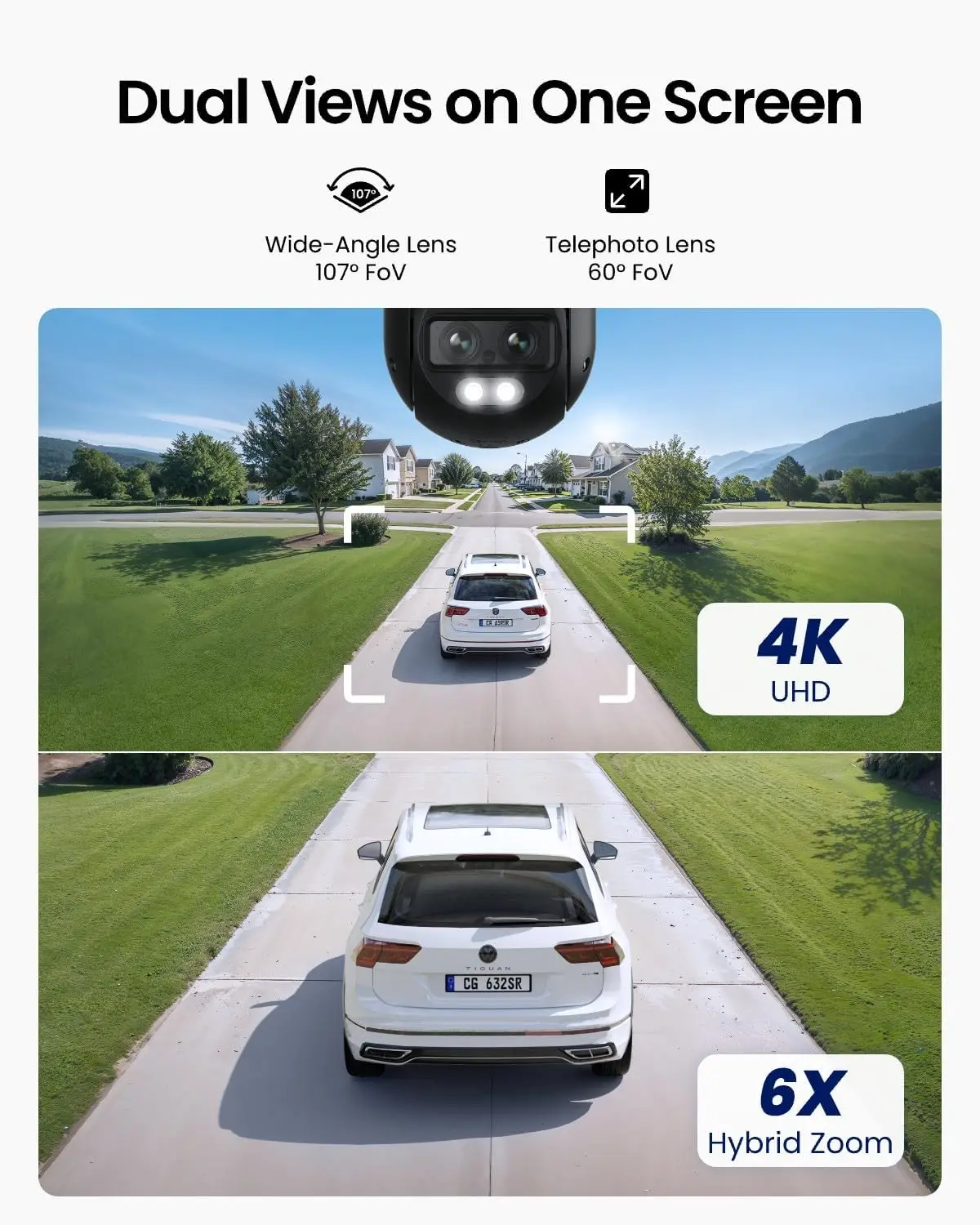 4K 8MP Outdoor Wired WiFi Security Camera with Dual-Lens PTZ, 360° Auto Tracking, 6x Hybrid Zoom, Smart Detection of People, Vehicles, and Animals, Dual-Band Wi-Fi, Color Night Vision view 3