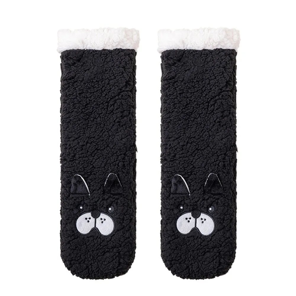

1pair Creative Funny Fluffy Coral Fleece Socks 3D Dog Ears Cartoon Warm Sleeping Socks Thickened Soft Casual Socks Winter