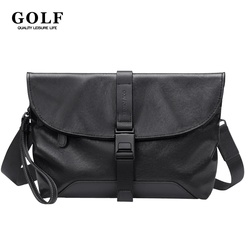 

GOLF Cross Shoulder Bags for Men Genuine Leather Crossbody Bag Black Cowhide Handbags Clutch Luxury Designer Quality Anti Theft