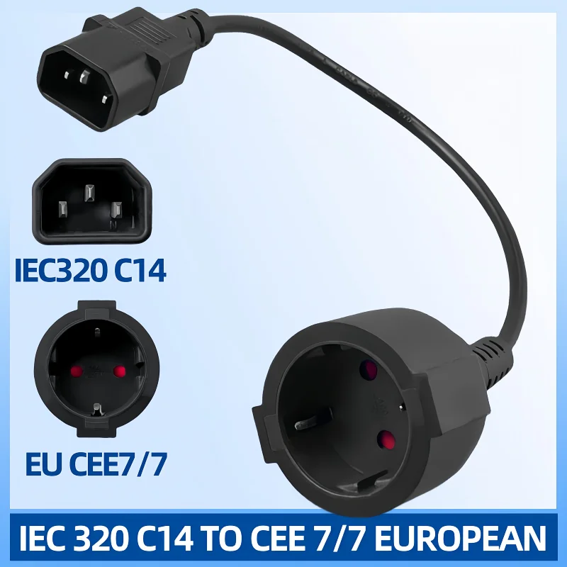 UPS/PDU Power Lead, IEC 320 C14 to CEE 7/7 European Female Schuko Socket Adapter Cable, 30CM C14-CEE73-30/150 Extension cord